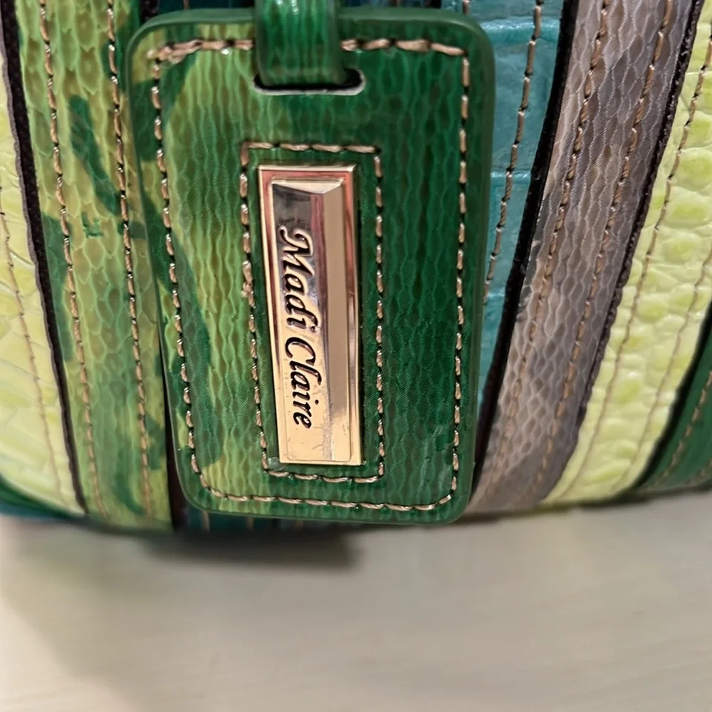 M.C. Marc Chantal Striped Green and Blue Shoulder Bag - Picture 8 of 8